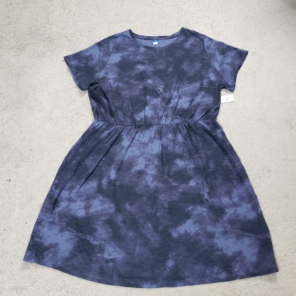 Old Navy Dresses & Skirts - Old Navy Womens 2X Blue Tie Dye Short Sleeve Waist Mini T-Shirt Dress NEW Vamp